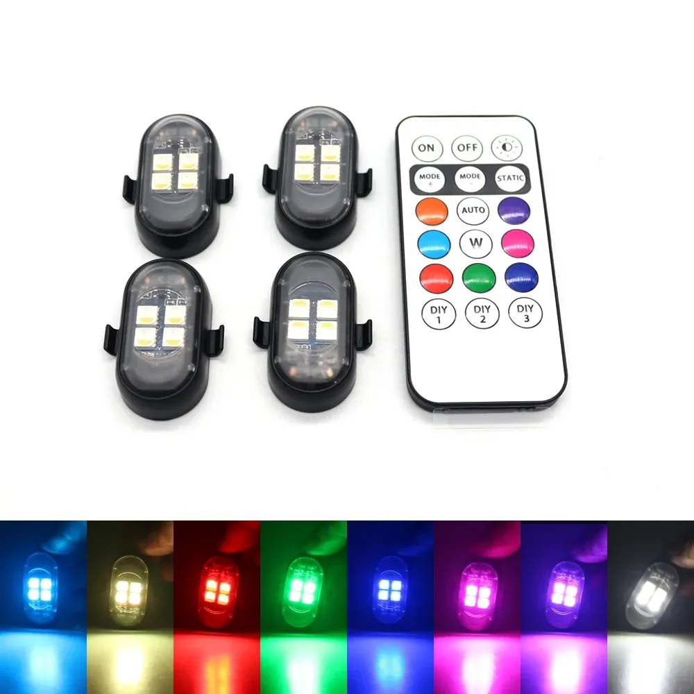 Lumières d'ambiance RGB pour intérieur de voiture avec télécommande sans fil, batterie grande capacité et LED plus lumineuses, charge rapide USB-C, multi-modes pour moto 7