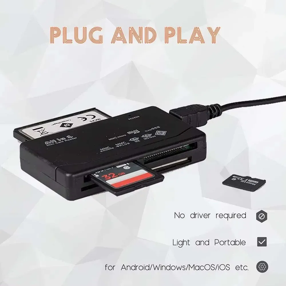 Lecteur de cartes mémoire externe tout-en-un USB 2.0 (480 Mbps) pour appareil photo numérique : compatible SD, SDHC, Mini SD, Micro SD, M2, MMC, XD et CF 4