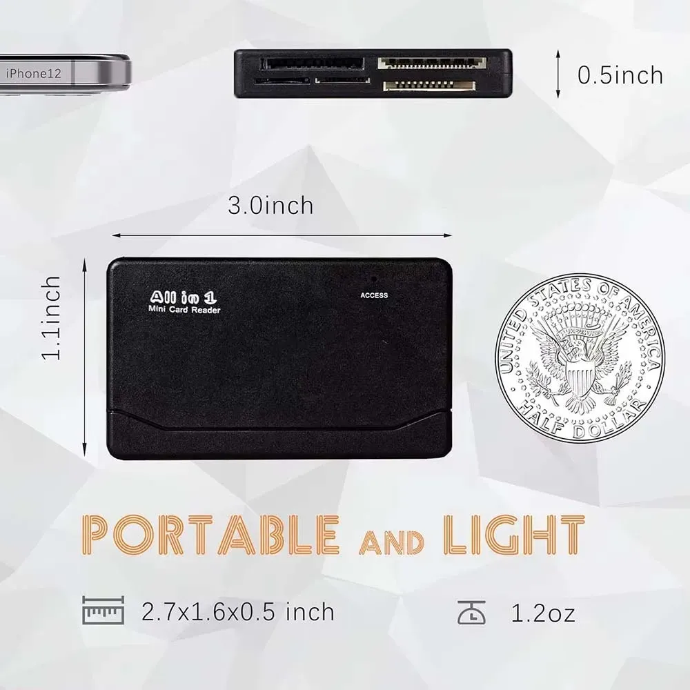 Lecteur de carte mémoire tout-en-un, connexion USB
