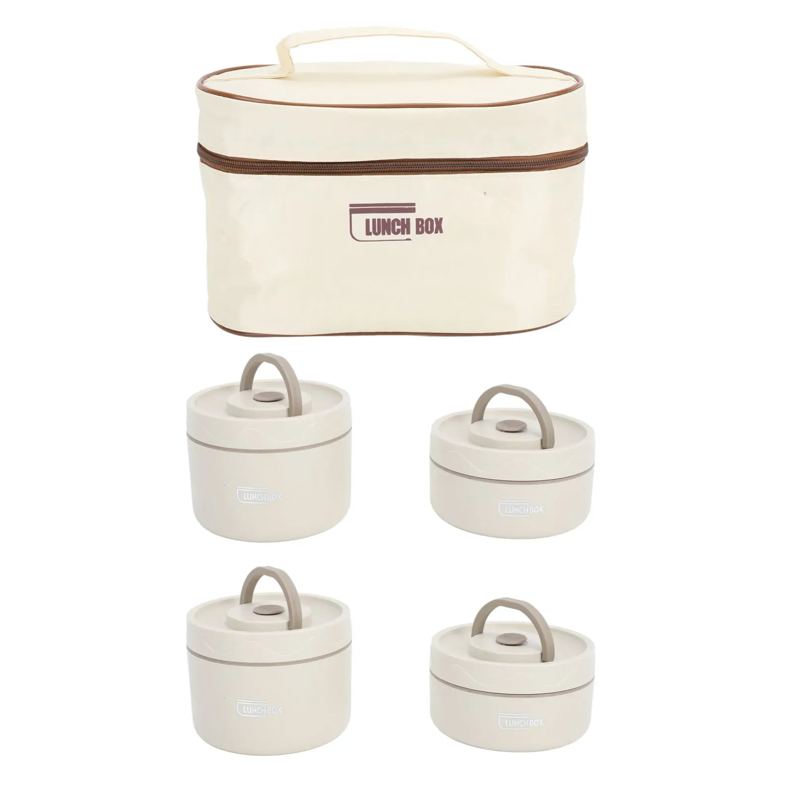 Boîte à Bento Ronde Portable en Acier Inoxydable 304