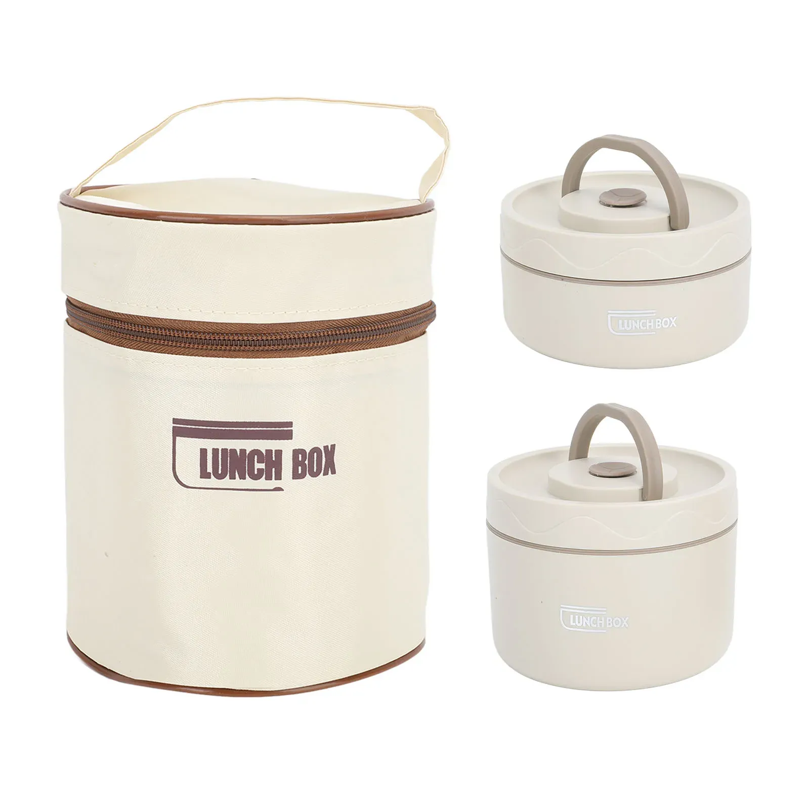 Boîte à bento ronde portable multifonction en acier inoxydable 304 scellée, récipient à déjeuner isolé avec sac thermique 10