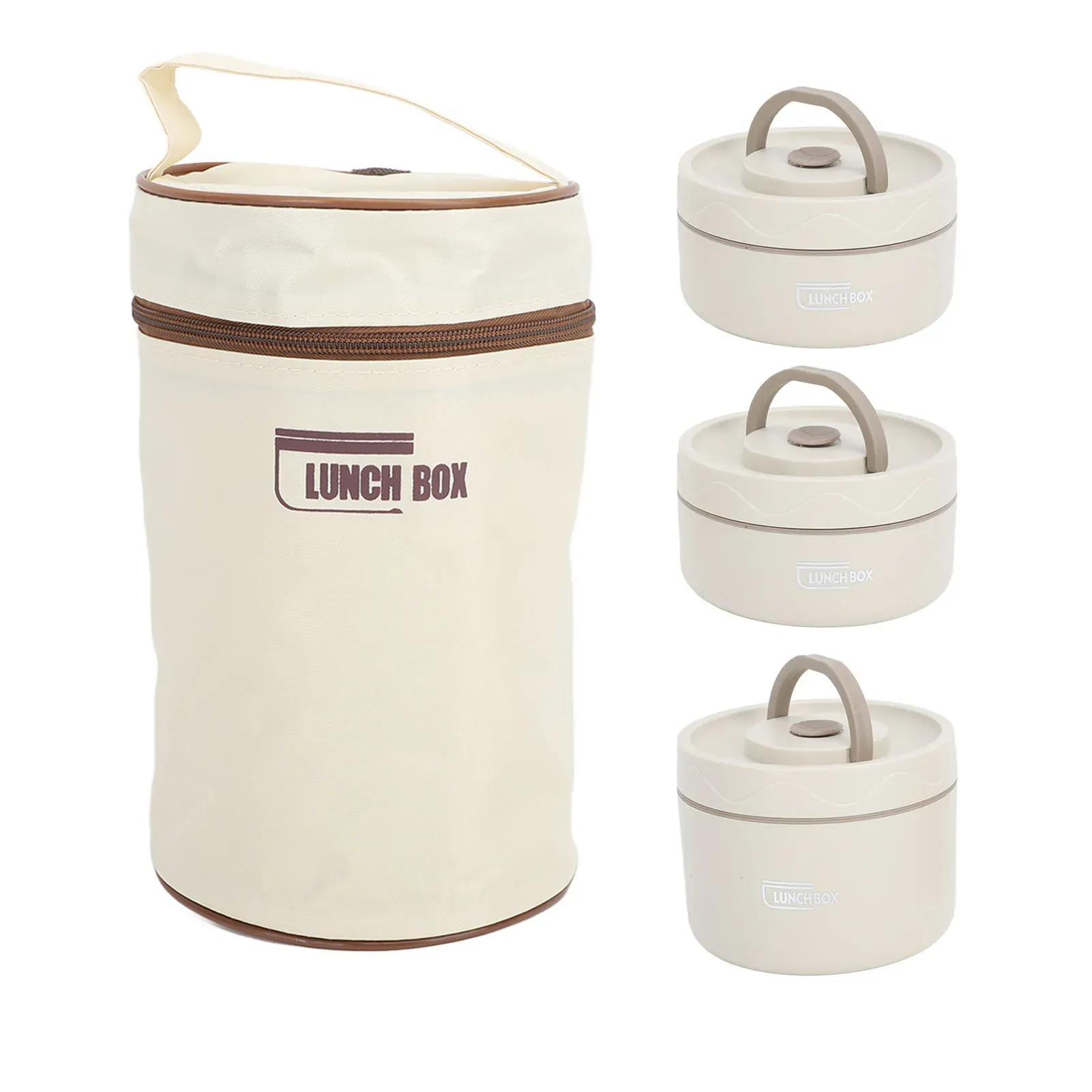 Boîte à bento ronde portable multifonction en acier inoxydable 304 scellée, récipient à déjeuner isolé avec sac thermique 9