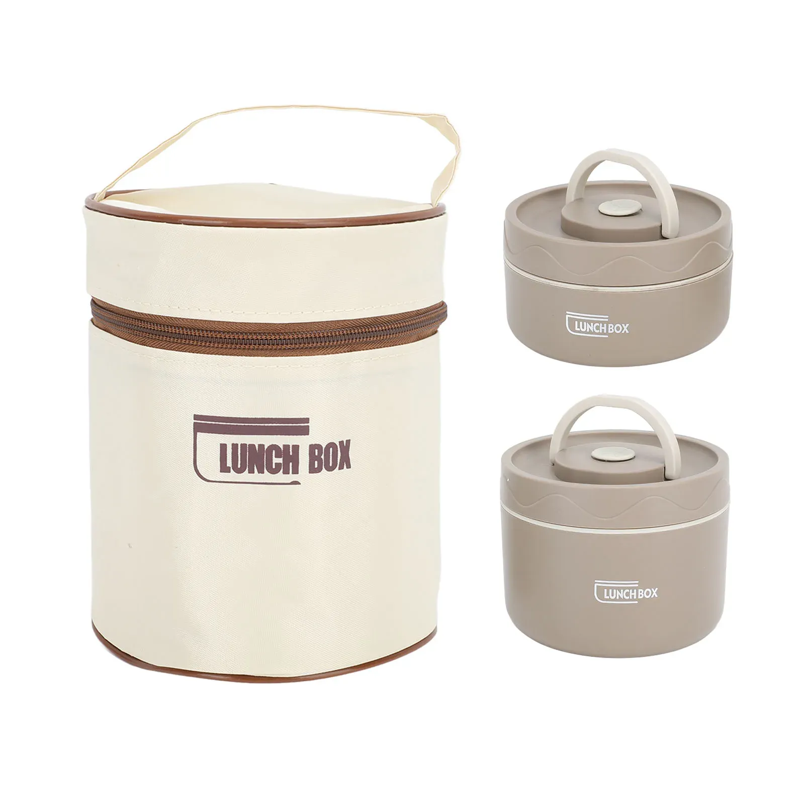 Boîte à bento ronde portable multifonction en acier inoxydable 304 scellée, récipient à déjeuner isolé avec sac thermique 11
