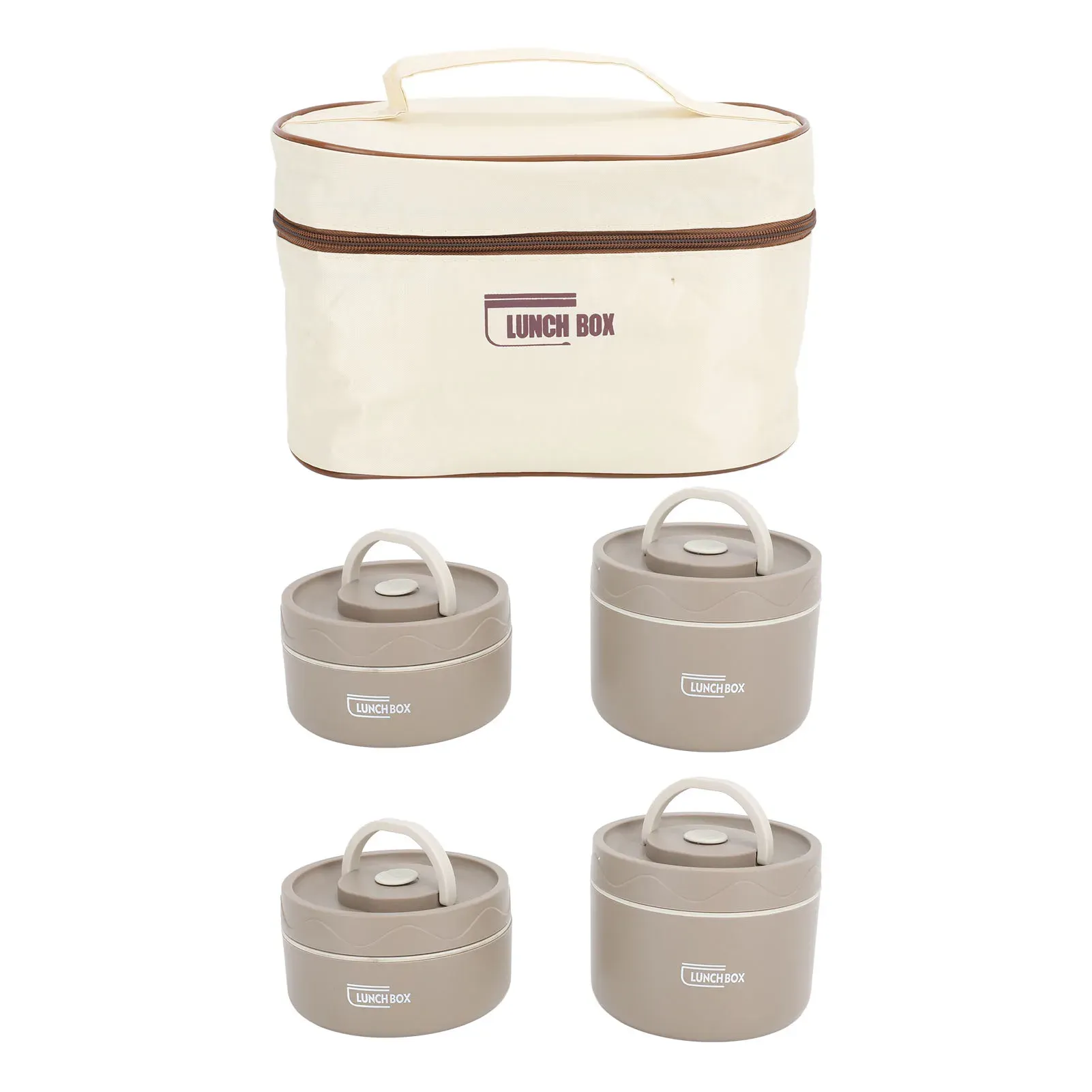 Boîte à bento ronde portable multifonction en acier inoxydable 304 scellée, récipient à déjeuner isolé avec sac thermique 7