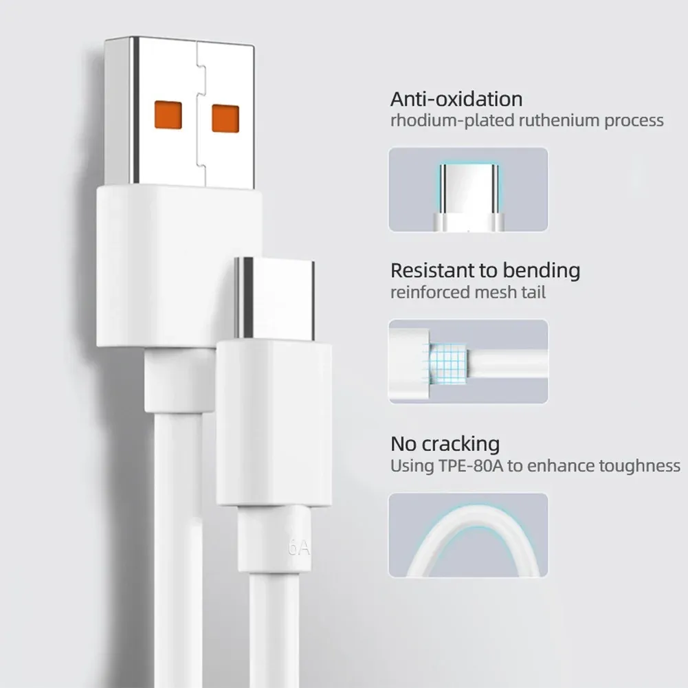 Câble de charge USB Type-C d'origine Xiaomi 6A 120 W Turbo pour charge rapide compatible Mi 13, 12, 11, 10 Pro Ultra, Poco X3, Redmi Note K50 40 4