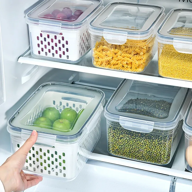Ensemble de récipients de stockage transparents pour réfrigérateur