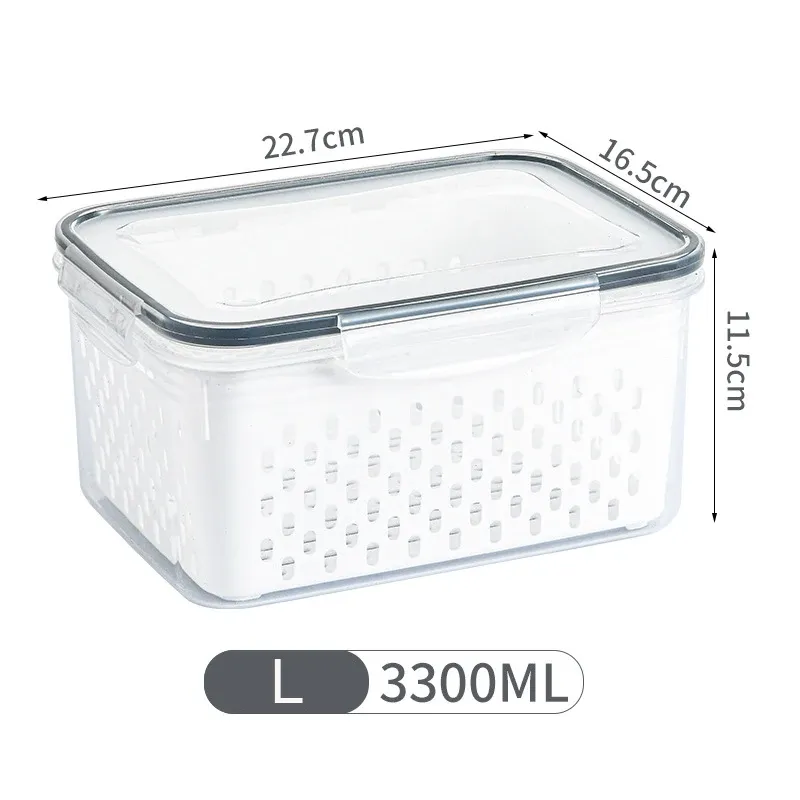 Ensemble de récipients de stockage alimentaire transparents pour réfrigérateur, avec couvercles et passoire 7