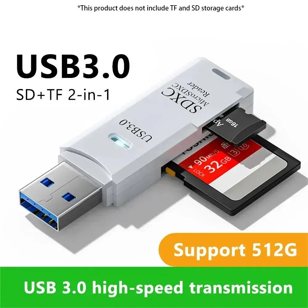 Lecteur de carte USB 3.0 multifonction 2 en 1 pour cartes MiniSD et TF, adaptateur pour ordinateurs portables