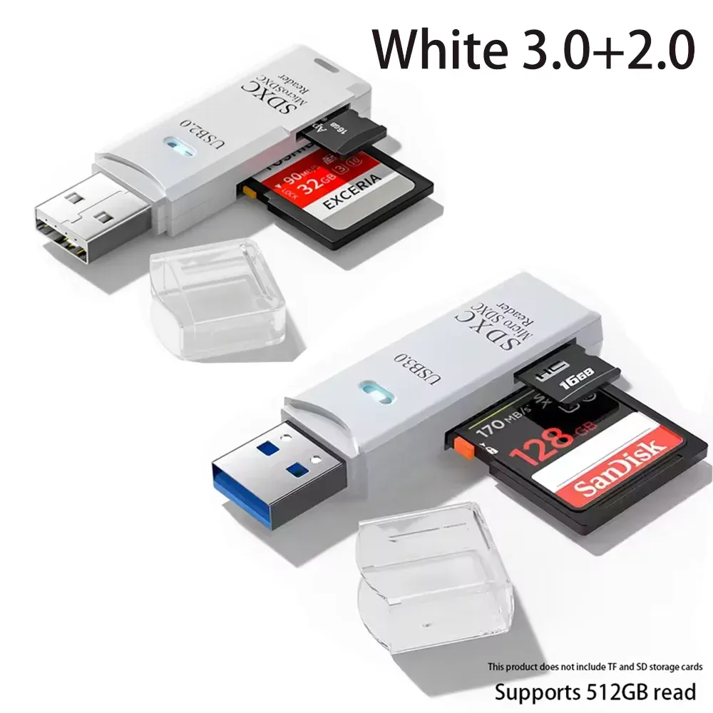 Lecteur de carte USB 3.0 multifonction 2 en 1 pour cartes MiniSD et TF, adaptateur pour ordinateurs portables 30