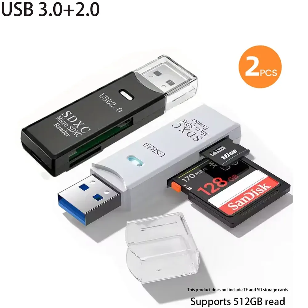 Lecteur de carte USB 3.0 multifonction 2 en 1 pour cartes MiniSD et TF, adaptateur pour ordinateurs portables 24