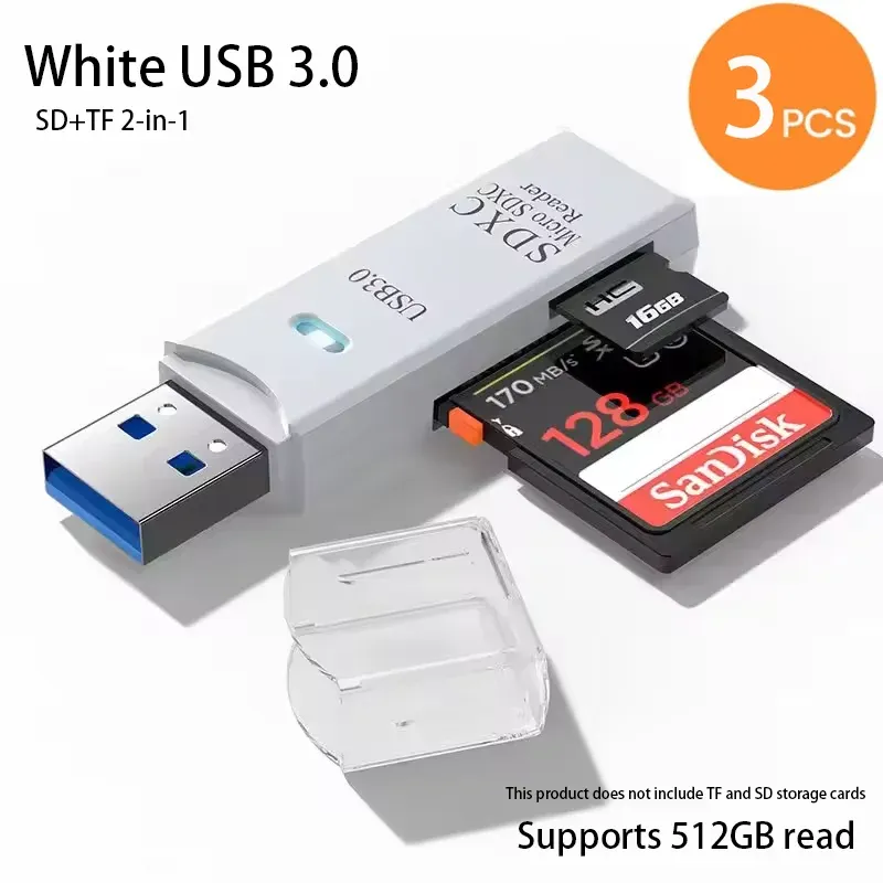 Lecteur de carte USB 3.0 multifonction 2 en 1 pour cartes MiniSD et TF, adaptateur pour ordinateurs portables 34