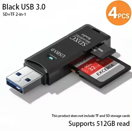 Lecteur de carte USB 3.0 multifonction 2 en 1 pour cartes MiniSD et TF, adaptateur pour ordinateurs portables 42