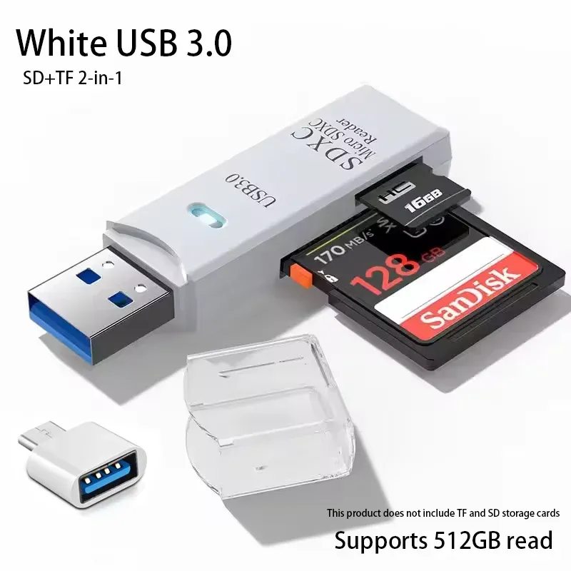 Lecteur de carte USB 3.0 multifonction 2 en 1 pour cartes MiniSD et TF, adaptateur pour ordinateurs portables 12