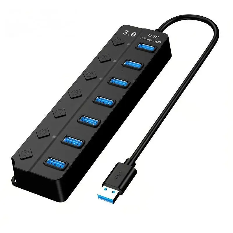 Hub USB 3.0 à 4 ou 7 ports, interrupteurs indépendants, compatible ordinateurs portables, clés USB, disques durs, imprimantes et appareils photo 8