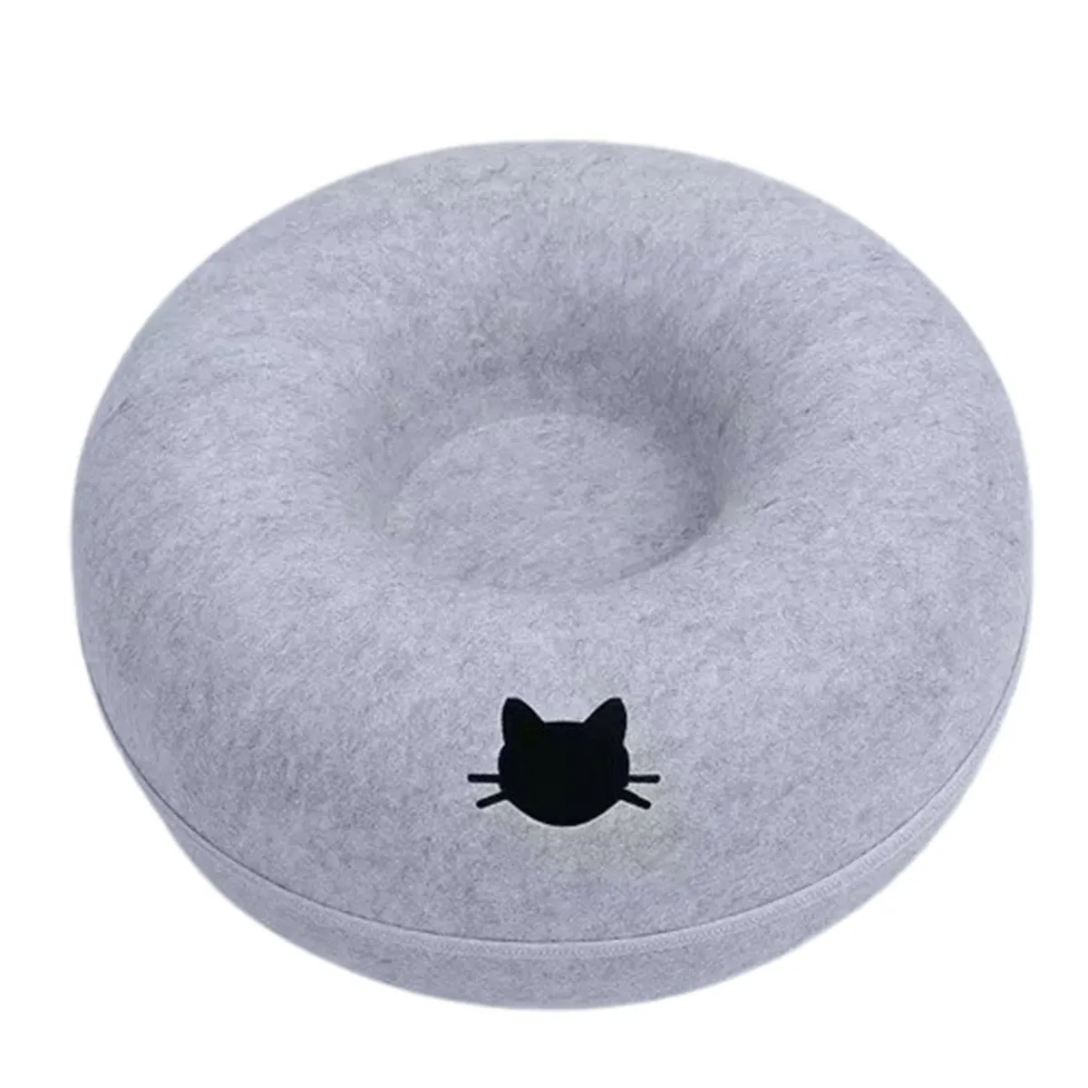 Lit beignet en feutre pour chat avec tunnel 2 en 1 et trou d'observation 7