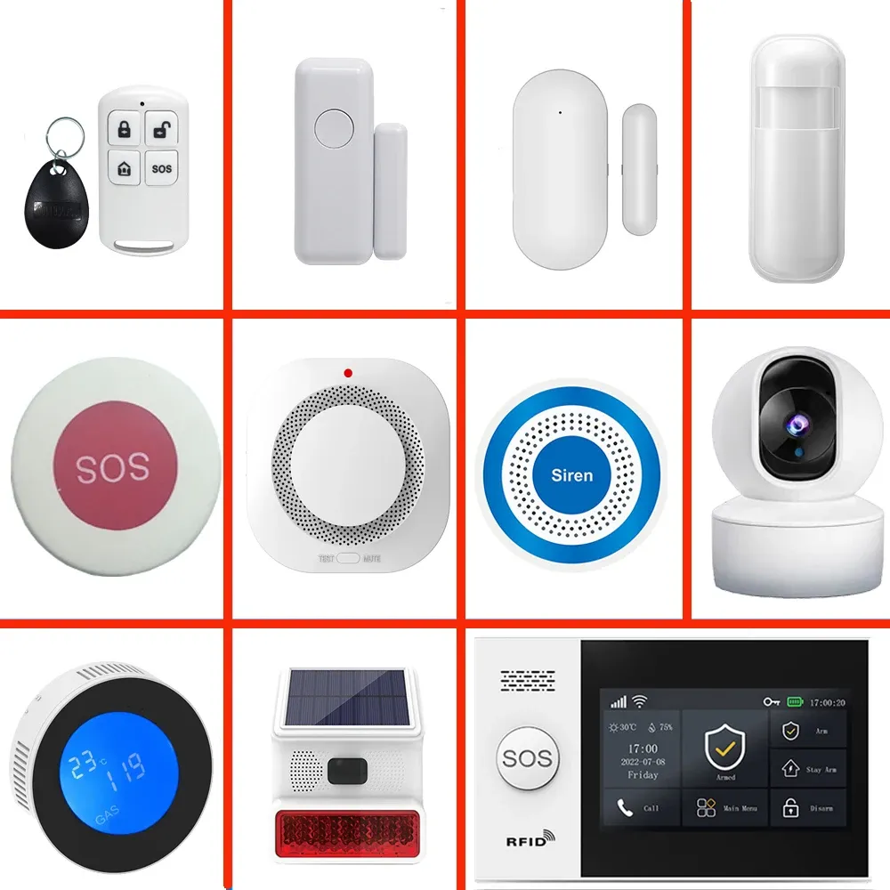Kit d'alarme domestique sans fil PGST 433 MHz avec Wi-Fi, capteur de porte intelligent GSM et accessoires - Image 1