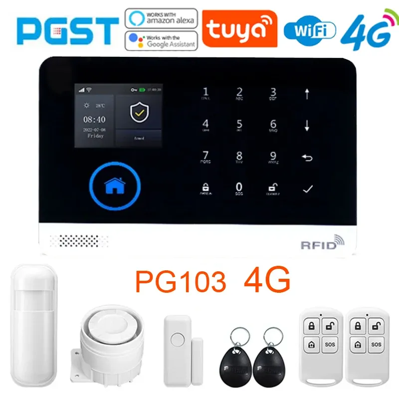 Kit d'alarme domestique sans fil PGST 433 MHz avec Wi-Fi, capteur de porte intelligent GSM et accessoires 10