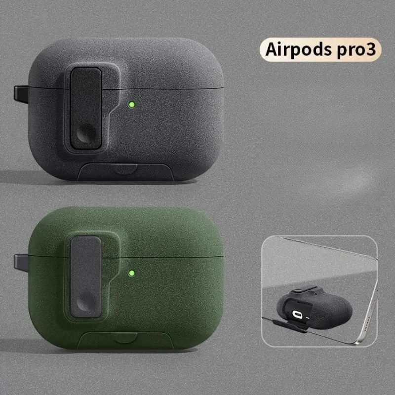Étui magnétique à verrouillage automatique pour AirPods Pro 3 avec crochet