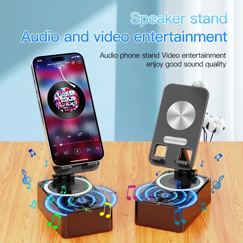 Haut-parleur Bluetooth 3 en 1 avec batterie externe pliable et support de téléphone antidérapant 3