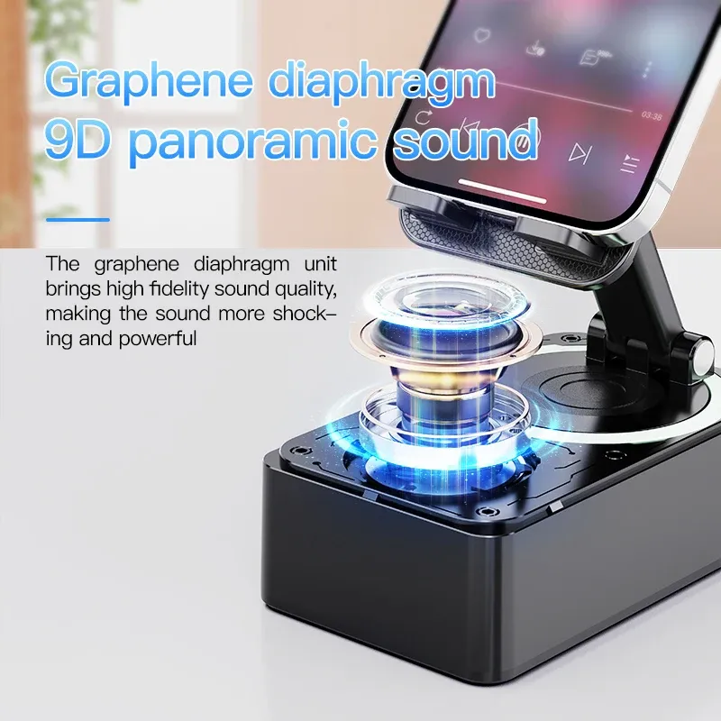 Haut-parleur Bluetooth 3 en 1 avec batterie externe pliable et support de téléphone antidérapant 6