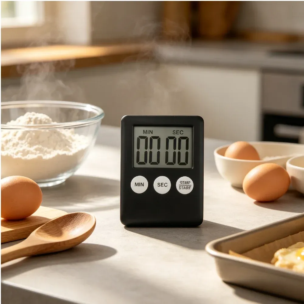 Minuteur de cuisine électronique multifonction avec écran LCD et chronomètre, format compact pour le sport, la pâtisserie et la cuisine 3