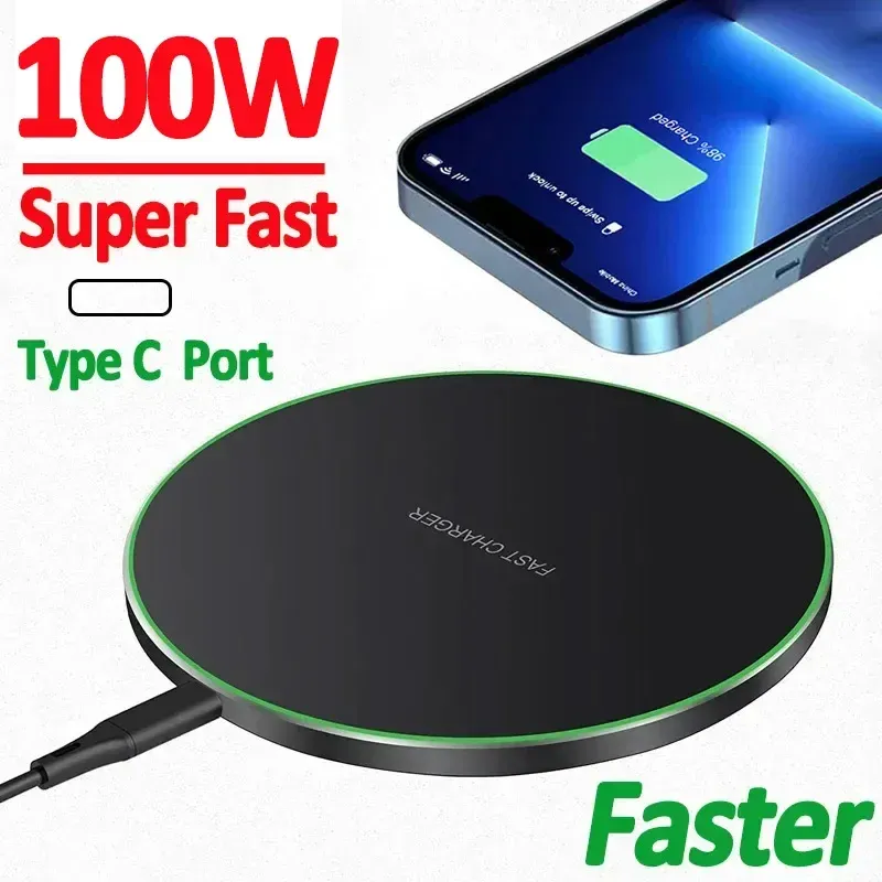 Chargeur sans fil rapide 100 W compatible iPhone (X à 15, Pro Max), Samsung Galaxy S23 et Xiaomi