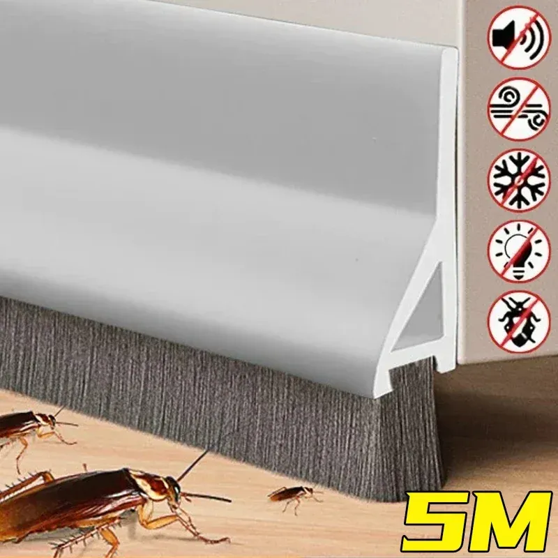 Butée de porte avec joint à brosse : réduction du bruit, anti-courant d'air, anti-insectes et anti-poussière