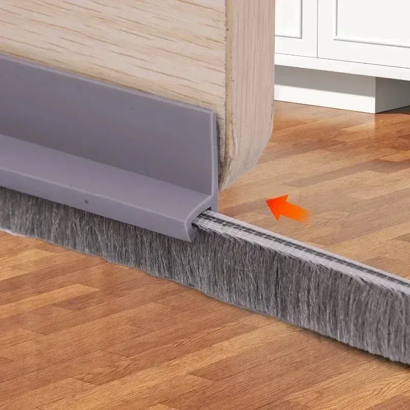 Butée de porte avec joint à brosse : réduction du bruit, anti-courant d'air, anti-insectes et anti-poussière 2