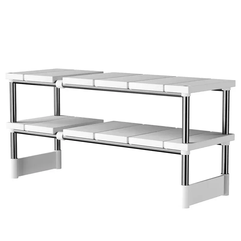 Étagère de rangement réglable pour sous-évier, organisateur extensible multi-niveaux pour cuisine et salle de bain 8