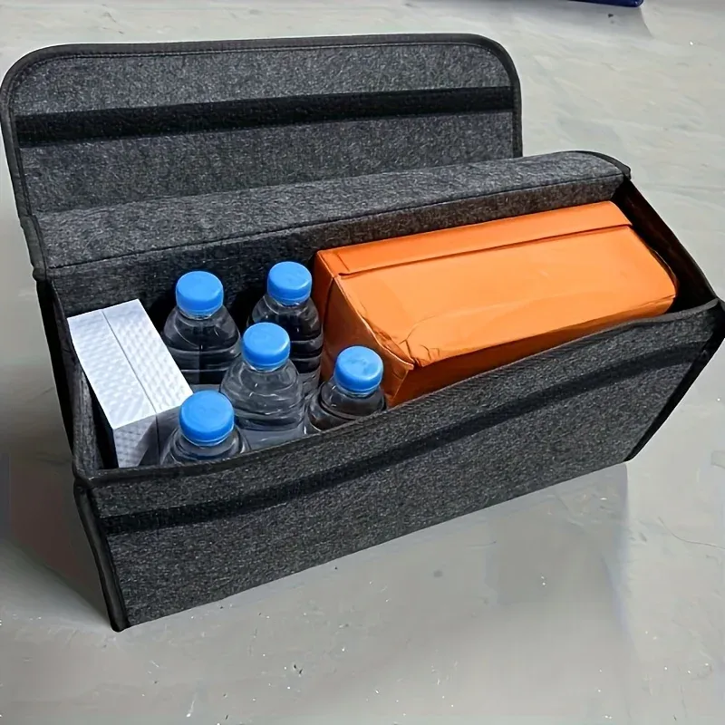Boîte de rangement pour coffre de voiture, 1 pièce : sac pliable avec compartiments et poignée, pour SUV, berlines et utilitaires, tissu durable 6
