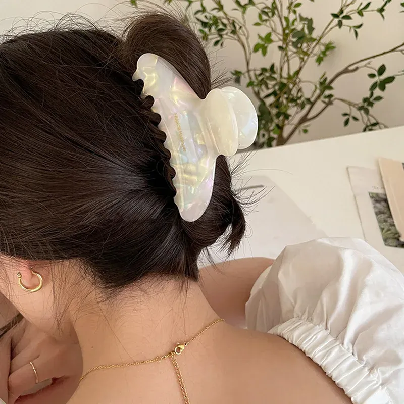Pince à cheveux rétro en acétate de haute qualité, griffe élégante grand format pour femme, motif léopard 3