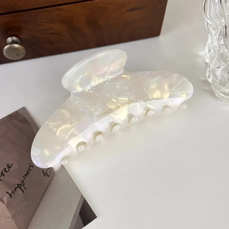 Pince à cheveux rétro en acétate de haute qualité, griffe élégante grand format pour femme, motif léopard 10