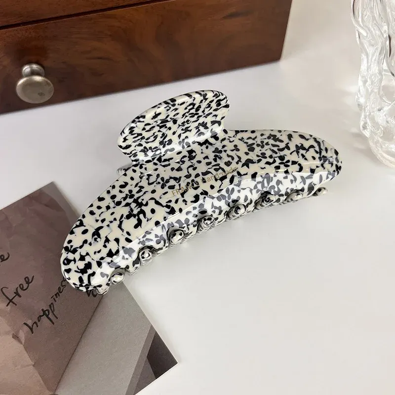 Pince à cheveux rétro en acétate de haute qualité, griffe élégante grand format pour femme, motif léopard 11