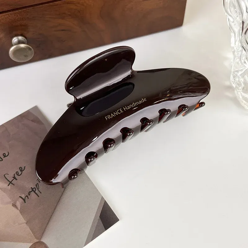 Pince à cheveux rétro en acétate de haute qualité, griffe élégante grand format pour femme, motif léopard 8