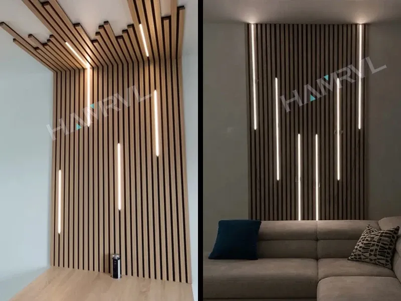 Panneau mural LED en bois, chambre