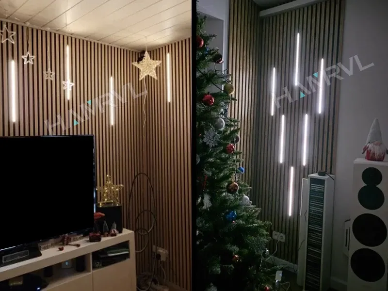 Panneau mural LED en bois, décoration