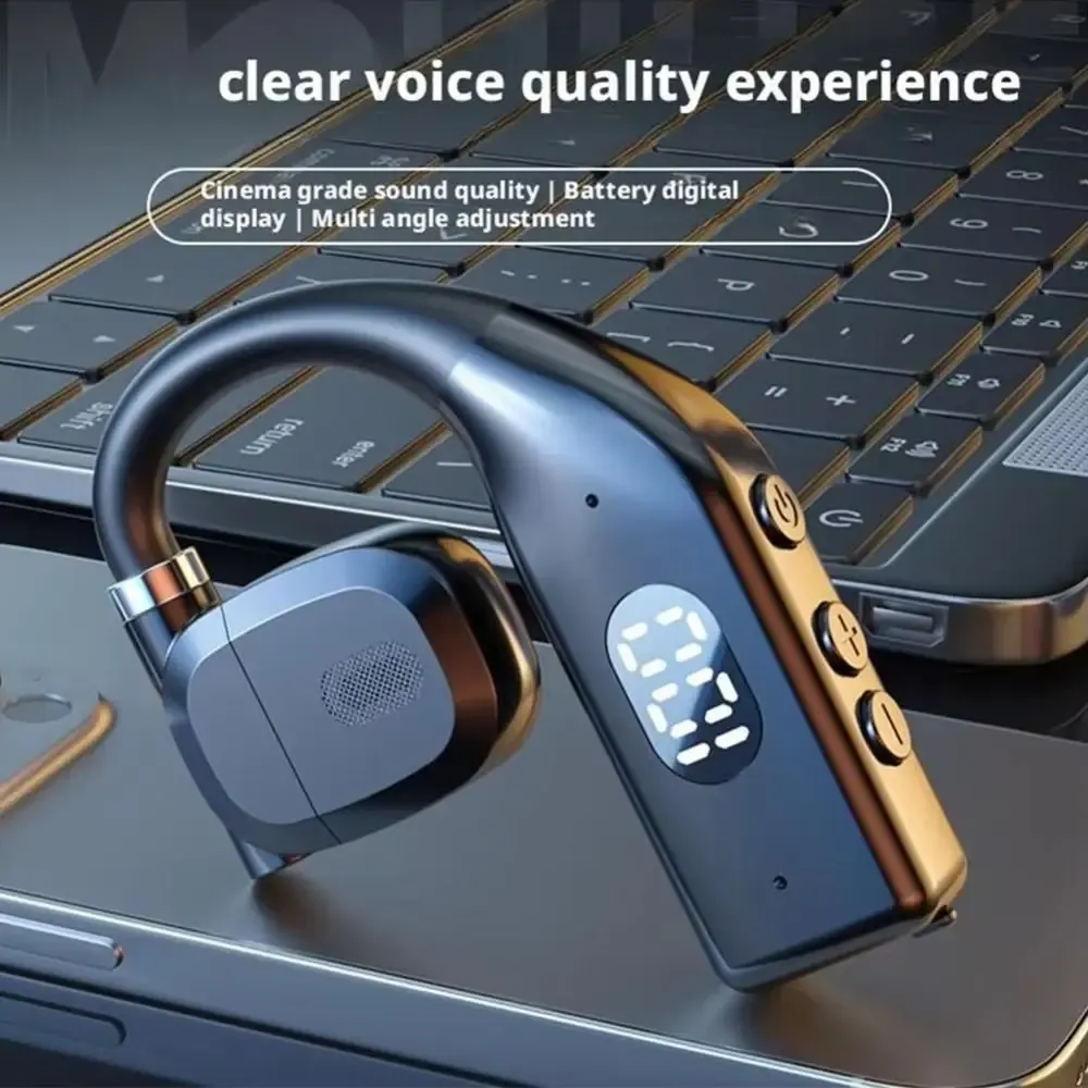 Écouteurs Bluetooth 5.4 sans fil à crochet d'oreille avec microphone, réduction de bruit et son stéréo