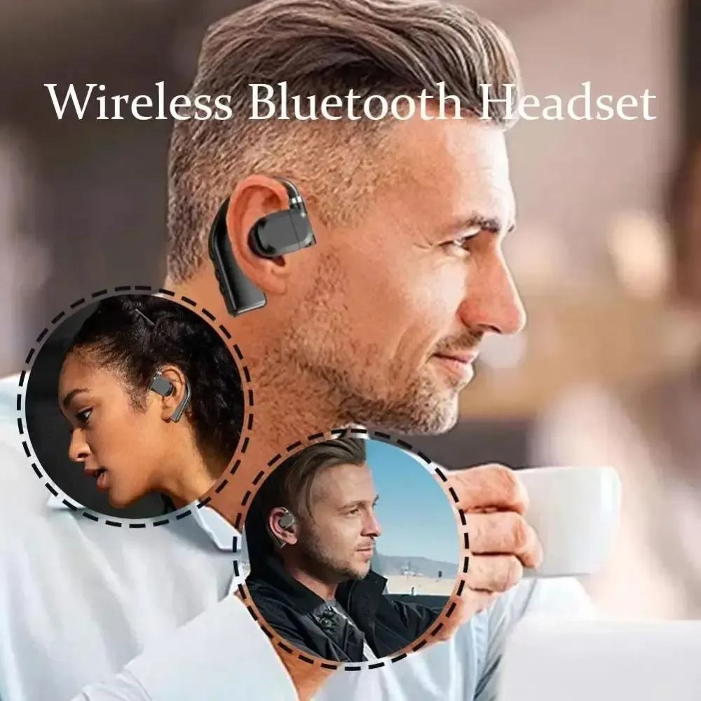 Écouteurs Bluetooth 5.4 sans fil à crochet d'oreille avec microphone, réduction de bruit et son stéréo 4