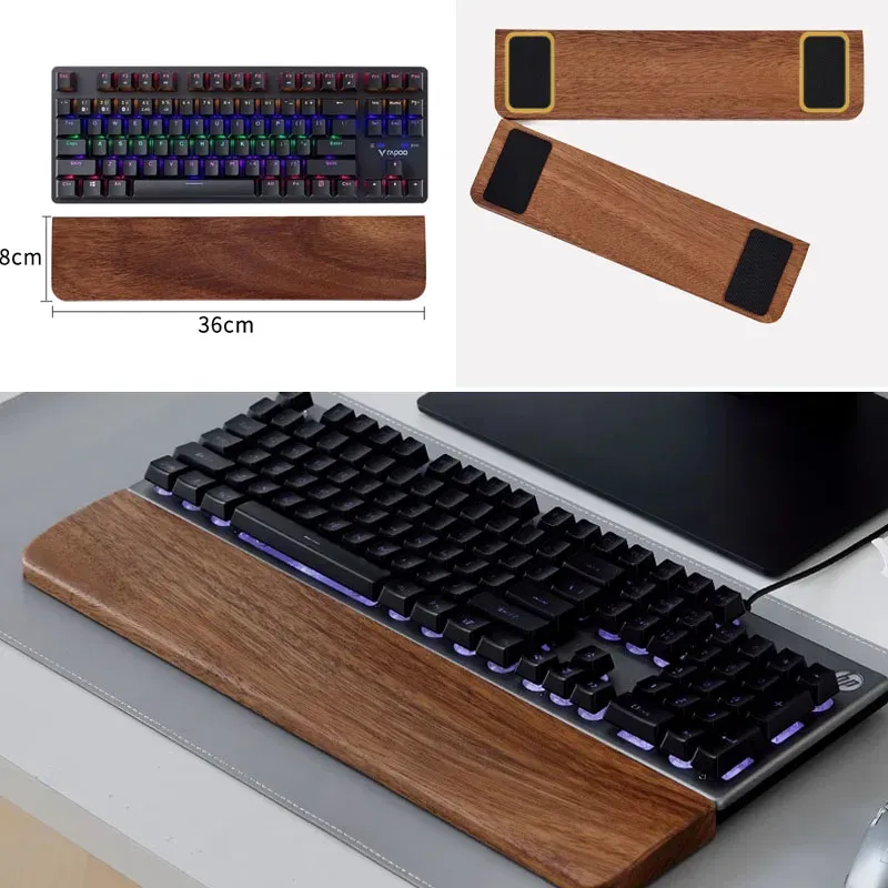 Repose-poignet ergonomique en bois de noyer pour clavier mécanique 87, 98, 104 et 108 touches