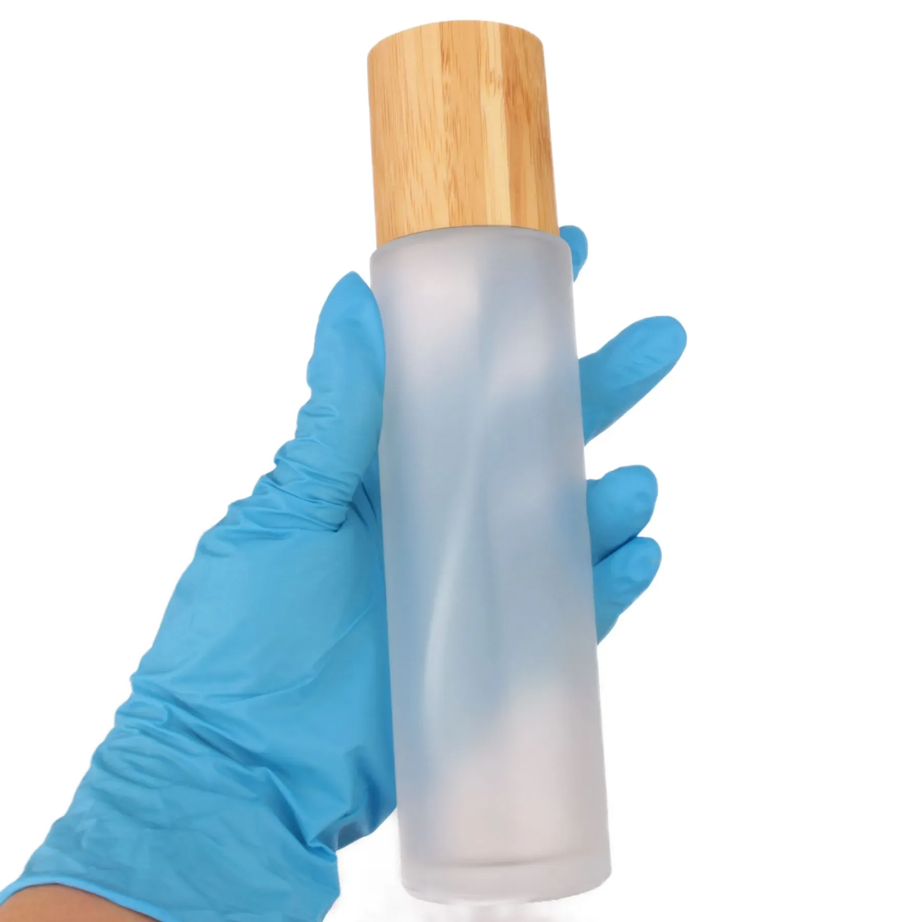 Flacon vaporisateur en verre dépoli avec couvercle en bambou, brumisateur à brume fine pour parfum liquide 2