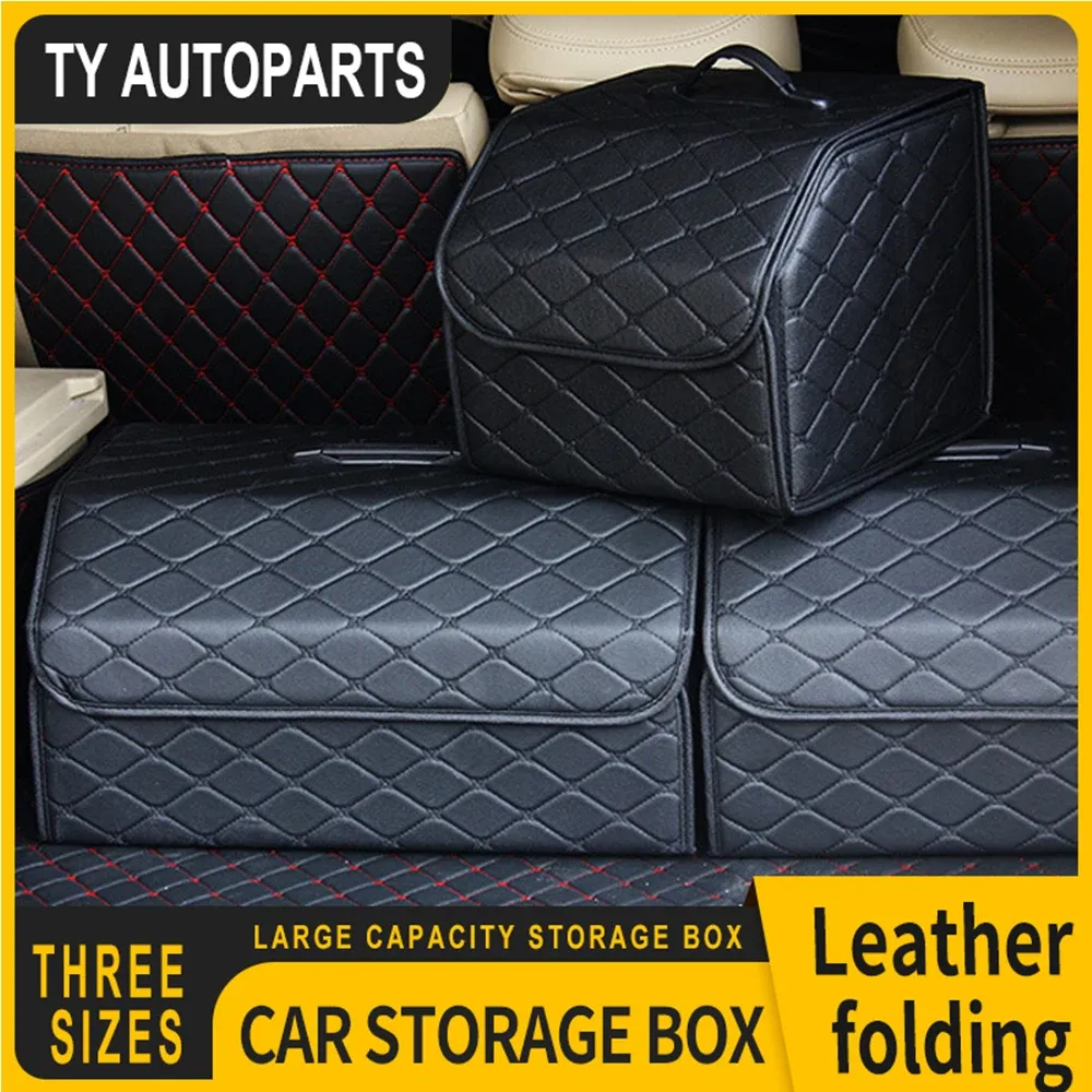 Organisateur de coffre de voiture grande capacité, pliable, en cuir, pour outils et accessoires automobiles