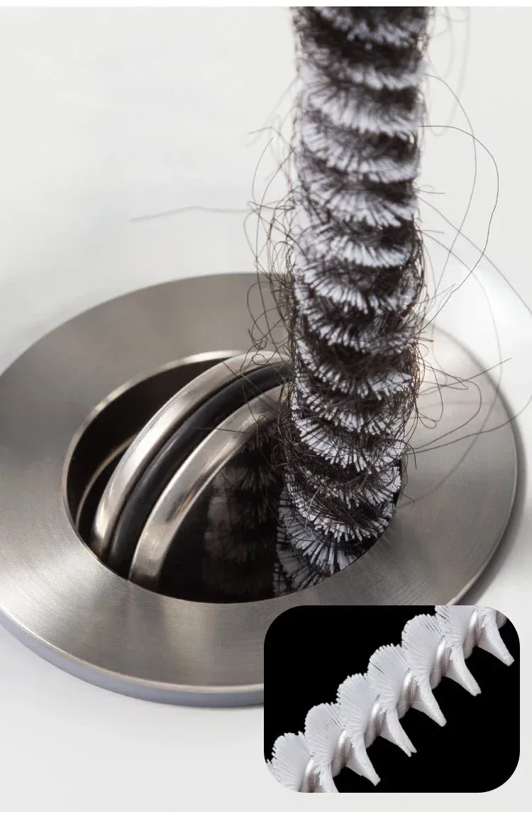 Brosse anti-colmatage longue pour douche et baignoire, collecteur de cheveux pour canalisations 5