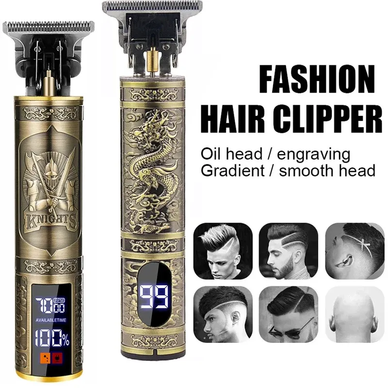 Tondeuse à cheveux sans fil vintage à charge rapide USB, rasoir électrique professionnel - Image 1