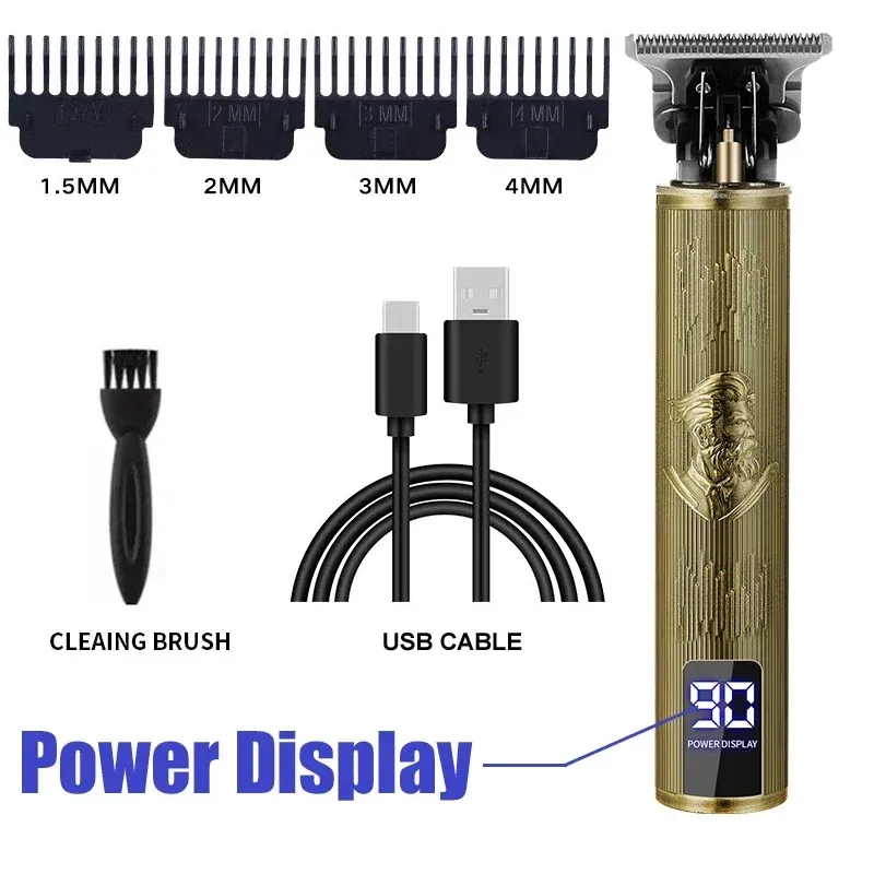 Tondeuse à cheveux sans fil vintage à charge rapide USB, rasoir électrique professionnel 11