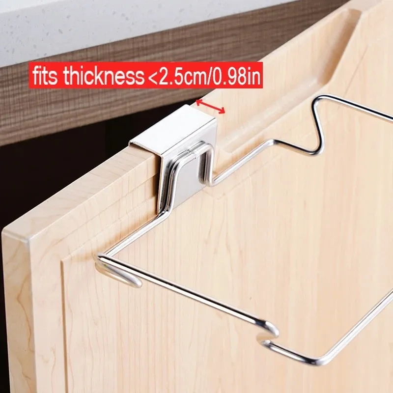 Support de sac poubelle de cuisine en acier inoxydable à montage sur porte d'armoire 6