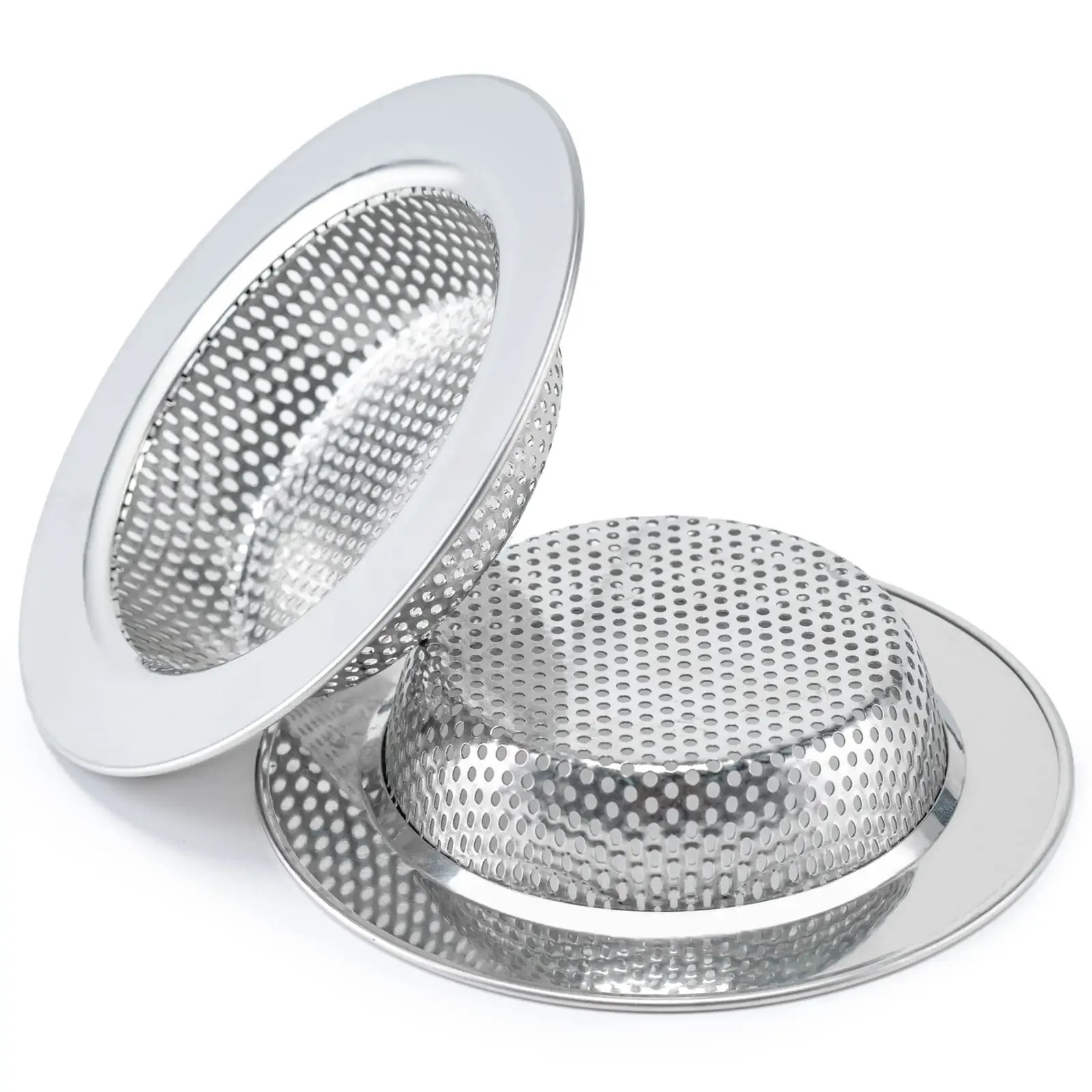 Lot de 2 crépines de vidange en acier inoxydable perforé pour évier de cuisine