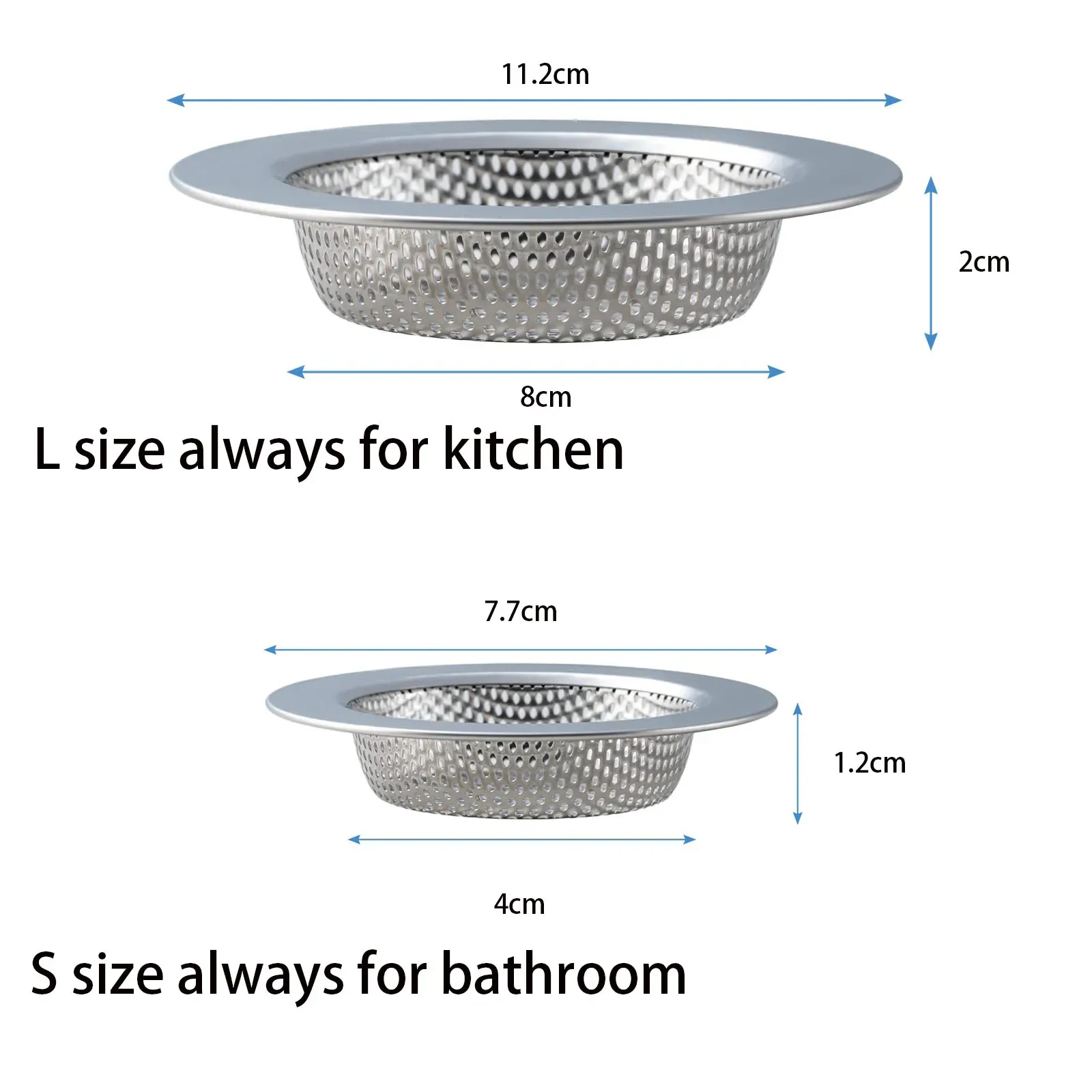 Lot de 2 crépines de vidange en acier inoxydable perforé pour évier de cuisine 3