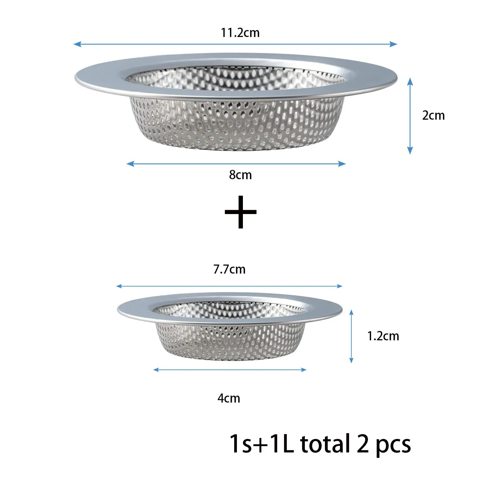 Lot de 2 crépines de vidange en acier inoxydable perforé pour évier de cuisine 7
