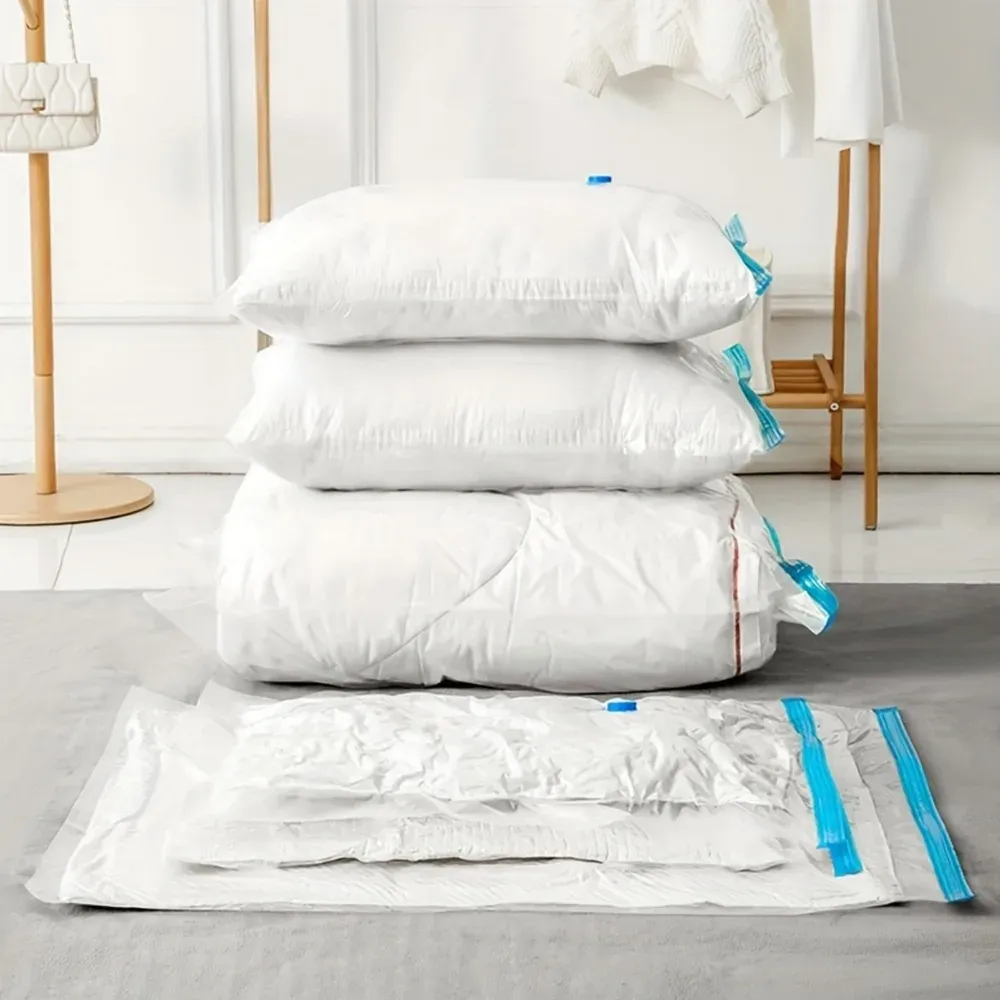 Sacs de rangement sous vide, sacs de compression, organisateur de voyage pour couvertures et vêtements de saison, gain de place efficace 4