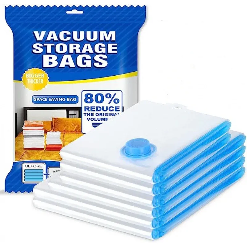 Sacs de rangement sous vide, sacs de compression, organisateur de voyage pour couvertures et vêtements de saison, gain de place efficace 7